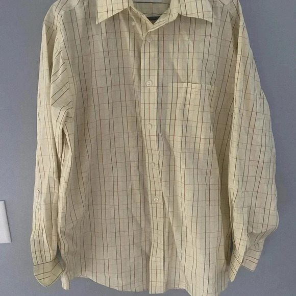 Men’s Orvis Medium M Yellow Plaid Cotton Long Sleeve Button Down Shirt - Picture 1 of 6